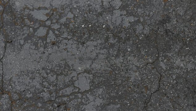 Overhead perspective of cracked asphalt road texture