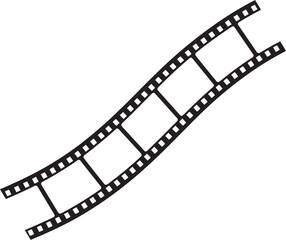 Fototapeta premium Black strip with empty frames curving diagonally across a white background cinema