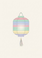 Obraz premium Colorful lantern illustration hanging from above against a plain background as seen from the front image (37).jpg