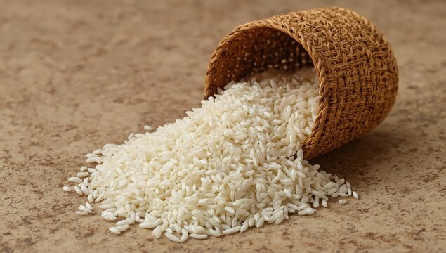 Raw puffed rice in a basket for traditional Gujarati breakfast snack mamra