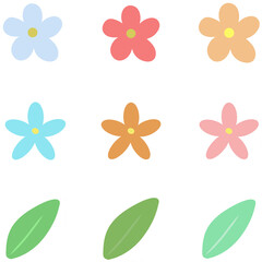 Fototapeta premium astel Floral and Leaf Elements Set in Soft Minimal Flat Style