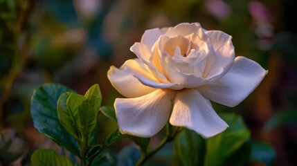 Elegant White Flower with Soft Light in a Garden Setting
