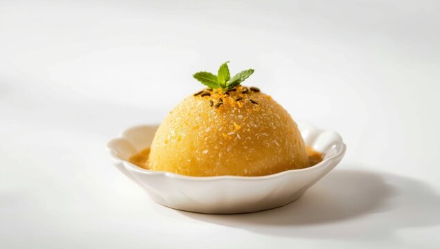 Bengali sweet Kacha Gola, also known as Pranohora Sondesh, is a treat made from paneer and chhena, flavored with cardamom, milk, mawa, saffron, and pistachios