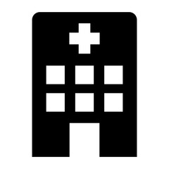 Hospital building medical cross icon outline isolated on transparent background.
