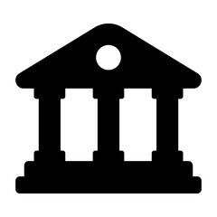 Bank building courthouse icon silhouette isolated on transparent background.
