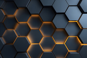 Hexagonal wall design with mixed materials in modern interior