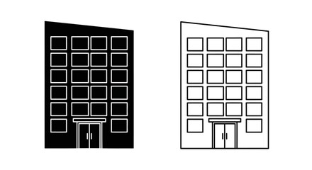 Modern skyscraper building architecture with windows and entrance, urban design concept Vector © Sapla