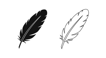 Feather, black and white feather, feather drawing, feather sketch, feather outline, feather design Vector © Sapla