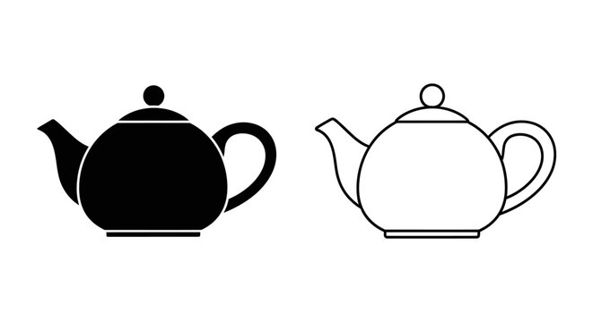 Black and white teapot clip art, vector illustration, simple design, minimalist style Vector