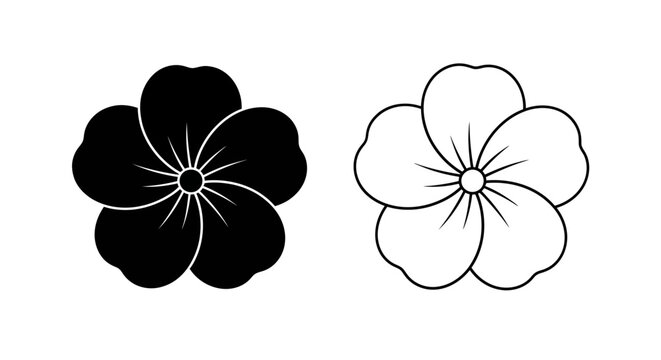 Black and white hibiscus flower line art vector illustration Vector