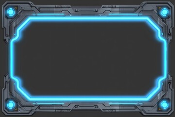 Fototapeta premium Futuristic Frame with Neon Blue Light on Dark Background Design