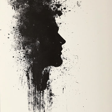 Conceptual art of a fragmented mind in a black silhouette
