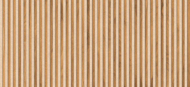 wooden slats. Natural wood lath line arrange pattern texture background.