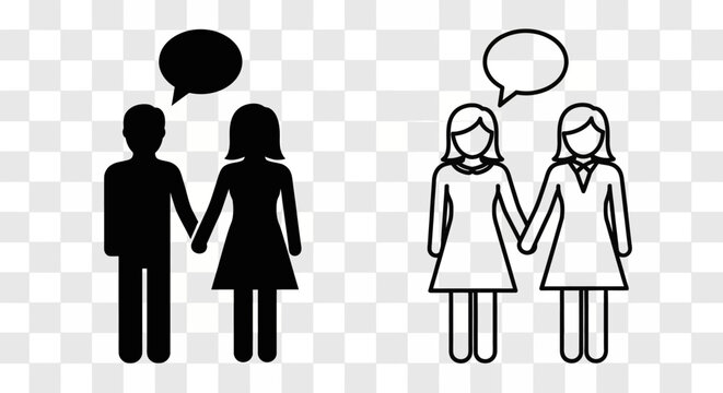 Two couples holding hands and talking, communication and relationship concept Vector