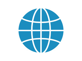 Obraz premium Blue color stylized globe icon sign with white grid lines vector design on a white background