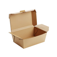Open empty brown cardboard box isolated on transparent background