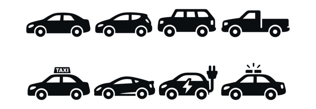 Vehicle silhouette icon set