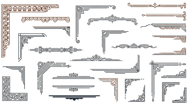 Collection of ornate decorative corner frames and borders in various styles and colors