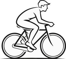 Obraz premium A minimalist line drawing of a person riding a bicycle with a lean posture