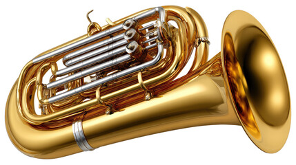 Obraz premium Brass Tuba close up: The golden sheen of a gleaming brass tuba, a symbol of musical brilliance. A testament to fine craftsmanship and sonic excellence.