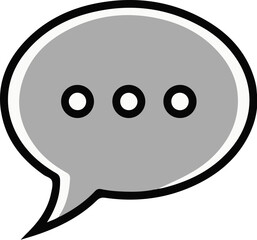 A simple, stylized speech bubble icon with three dots inside