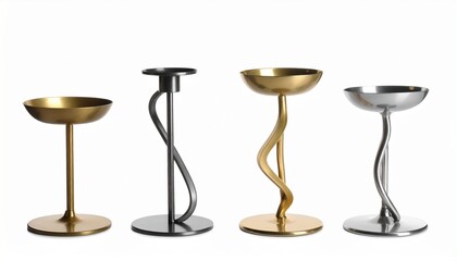 Modern Sculptural Pedestal Tables in Metallic Finishes