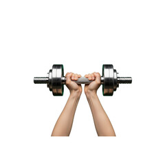 Woman holding dumbbell On Transparent Background