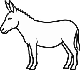 Obraz premium A simple black and white outline illustration of a donkey standing