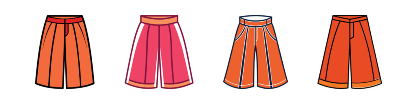 Culottes Fashion Illustration Set in Flat Design Style vector illustration