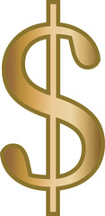 dollar sign golden letter alphabet