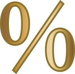 percent sign golden letter alphabet