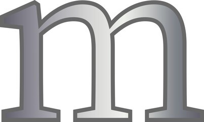 m metallic silver lowercase letter alphabet