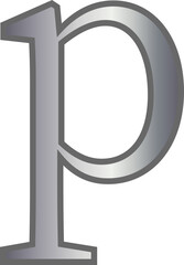 p metallic silver lowercase letter alphabet