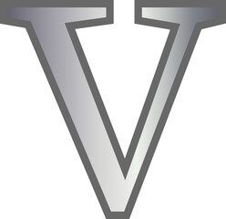 v metallic silver lowercase letter alphabet