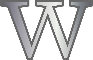 w metallic silver lowercase letter alphabet