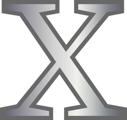 x metallic silver lowercase letter alphabet