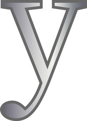 y metallic silver lowercase letter alphabet