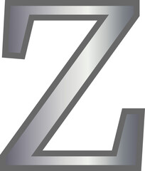 z metallic silver lowercase letter alphabet