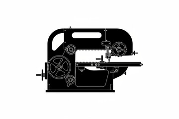 Fototapeta premium Antique Scroll Saw Silhouette: The stark black silhouette of a vintage scroll saw stands out, a testament to craftsmanship and the legacy of industrial design.