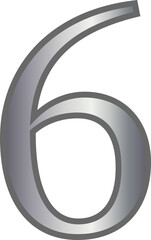 6 six metallic silver number letter alphabet