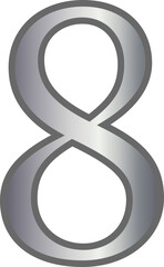 8 eight metallic silver number letter alphabet
