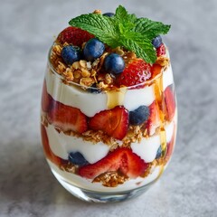 Delicious Yogurt Parfait with Berries and Granola