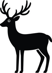 Fototapeta premium Deer Silhouette in Black and White – Stag with Antlers Vector Illustration
