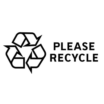 Recycling symbol with please recycle text for eco friendly practices