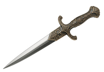 Ornate dagger with decorative handle isolated on transparent background