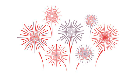 vector illustration of pink and purple fireworks on white background