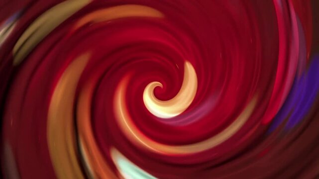 Abstract red and gold glossy liquid spiral background. Seamless looping fluid swirl with a rich metallic texture for luxury or holiday themes.