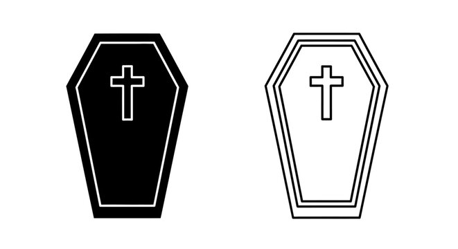 Gothic cross coffin icon, dark cross tomb symbol, christian grave marker design Vector