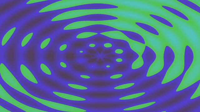 Swirling green and blue patterns converge around a central star