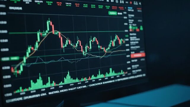 Stock Market Charts on Computer Screen.
